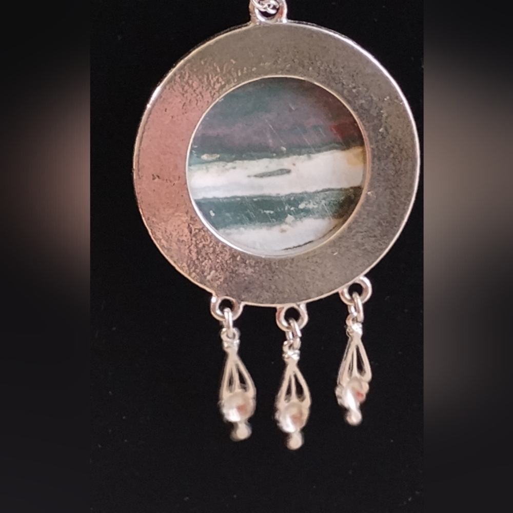 Vintage 15.5" Bloodstone Necklace & Pendant GemstoneSilver Plated Large - Picture 14 of 15